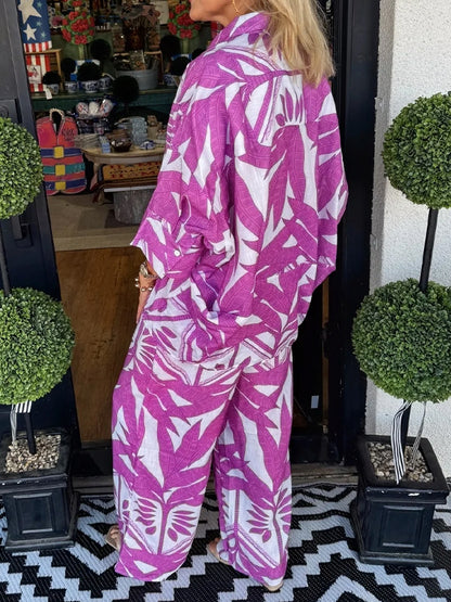 New🔥Women's floral casual loose two-piece suit